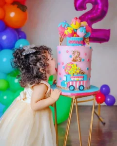 Custom cake with colorful buttercream and fondant decorations by Shabnam Cake House in Richmond Hill