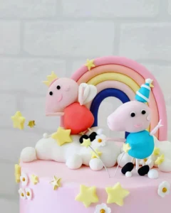 Custom cake with colorful buttercream and fondant decorations by Shabnam Cake House in Richmond Hill