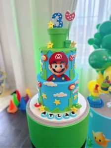 Custom cake with colorful buttercream and fondant decorations by Shabnam Cake House in Richmond Hill