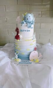 Custom cake with colorful buttercream and fondant decorations by Shabnam Cake House in Richmond Hill